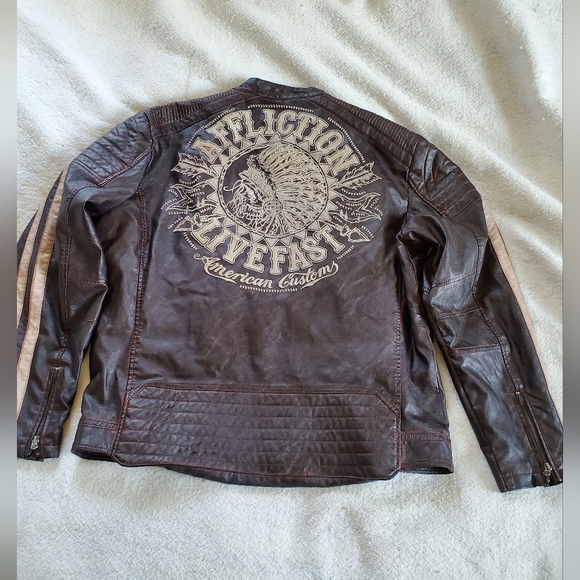 Affliction American Customs Motor Sports Leather Jacket, Sz 2XL - Picture 5 of 8